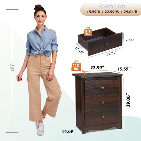 WLIVE mesita de noche con superficie impermeable para limpieza rápida