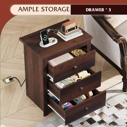 WLIVE mesita de noche alta con uso versátil en dormitorio o sala