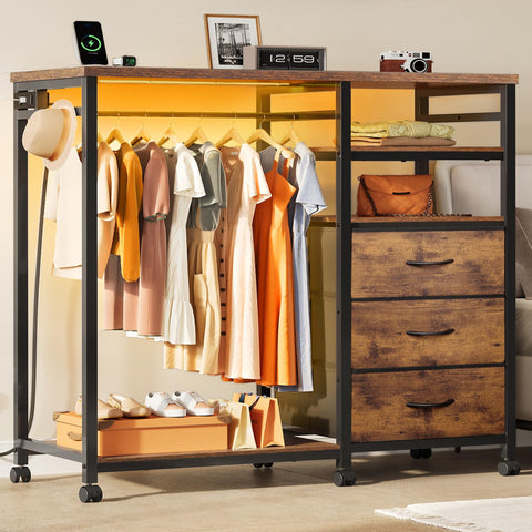 WLIVE vestidor 5 en 1 con rack colgante para ropa organizada