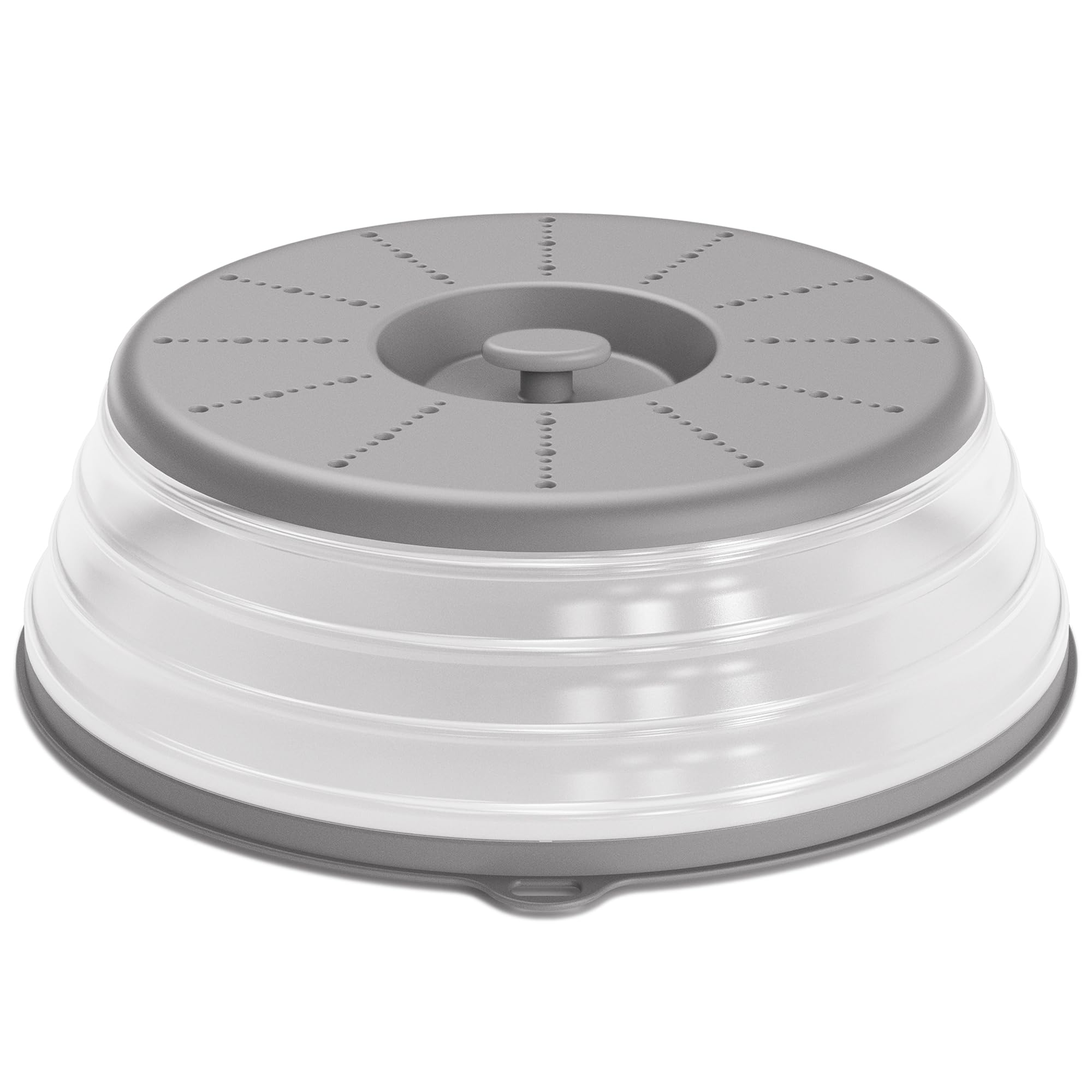 WVM cubre microondas ventilada sobre plato para cocinar de forma uniforme sin salpicaduras.