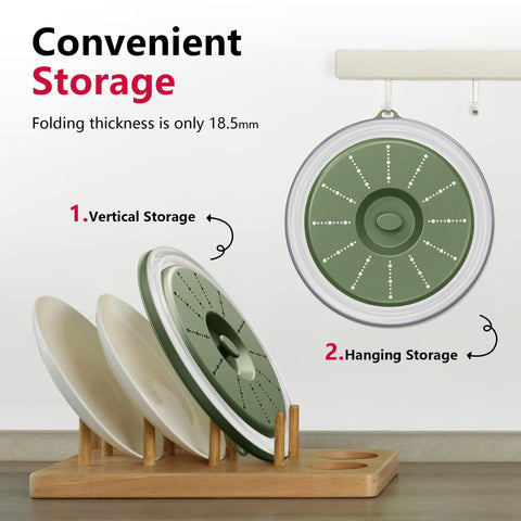 WVM cubremicroondas funciona como colador para enjuagar frutas y verduras.