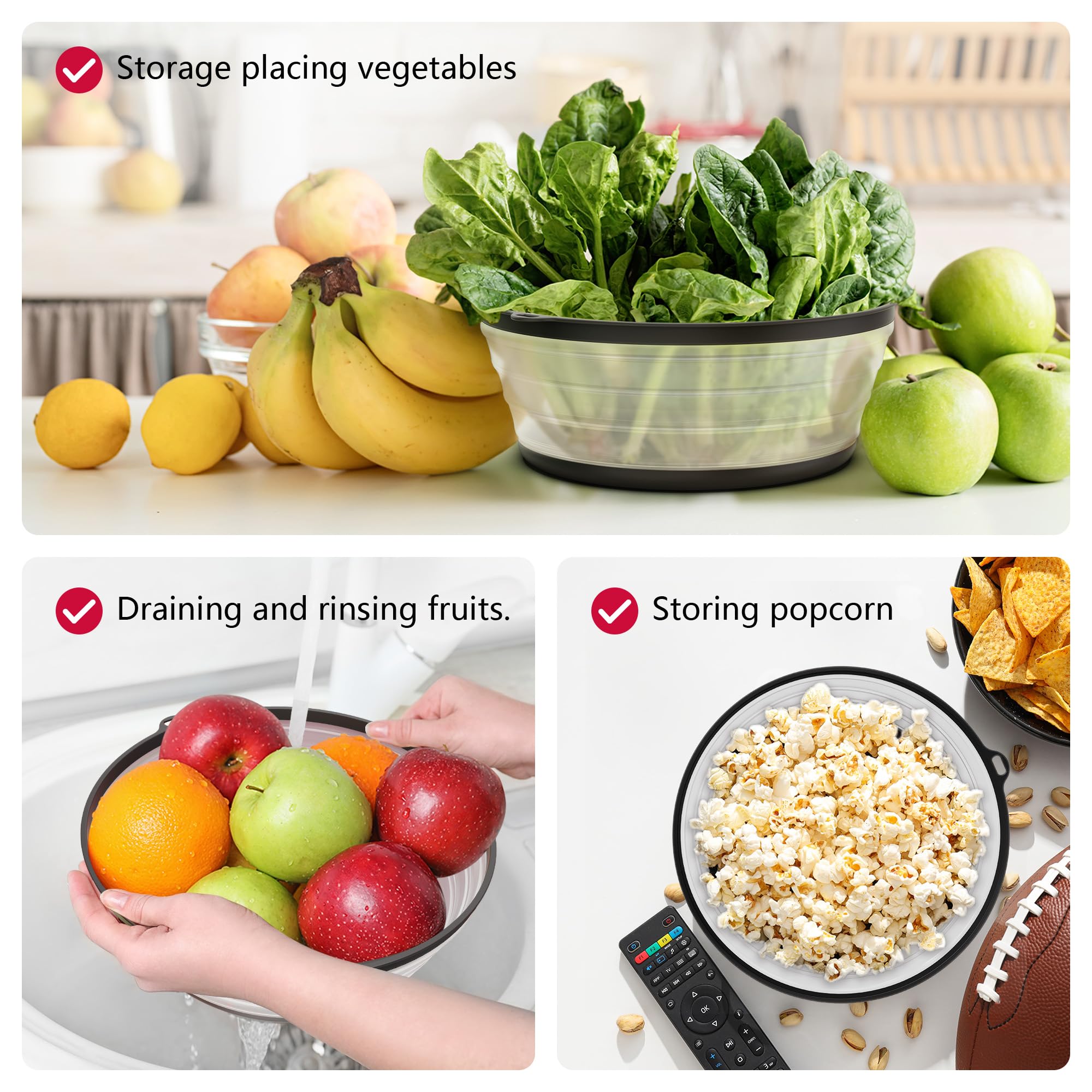 WVM Función doble como colador para enjuagar frutas y verduras en la cubierta.