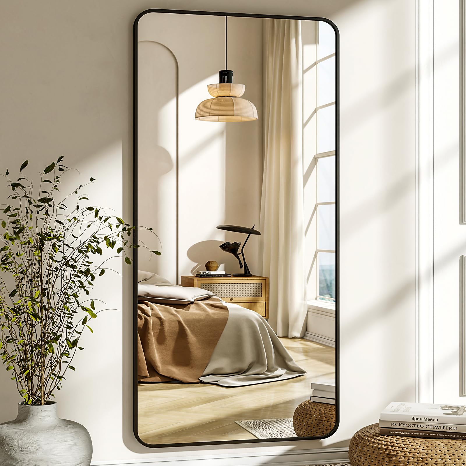 XRAMFY Espejo con marco de aluminio, diseño moderno y duradero