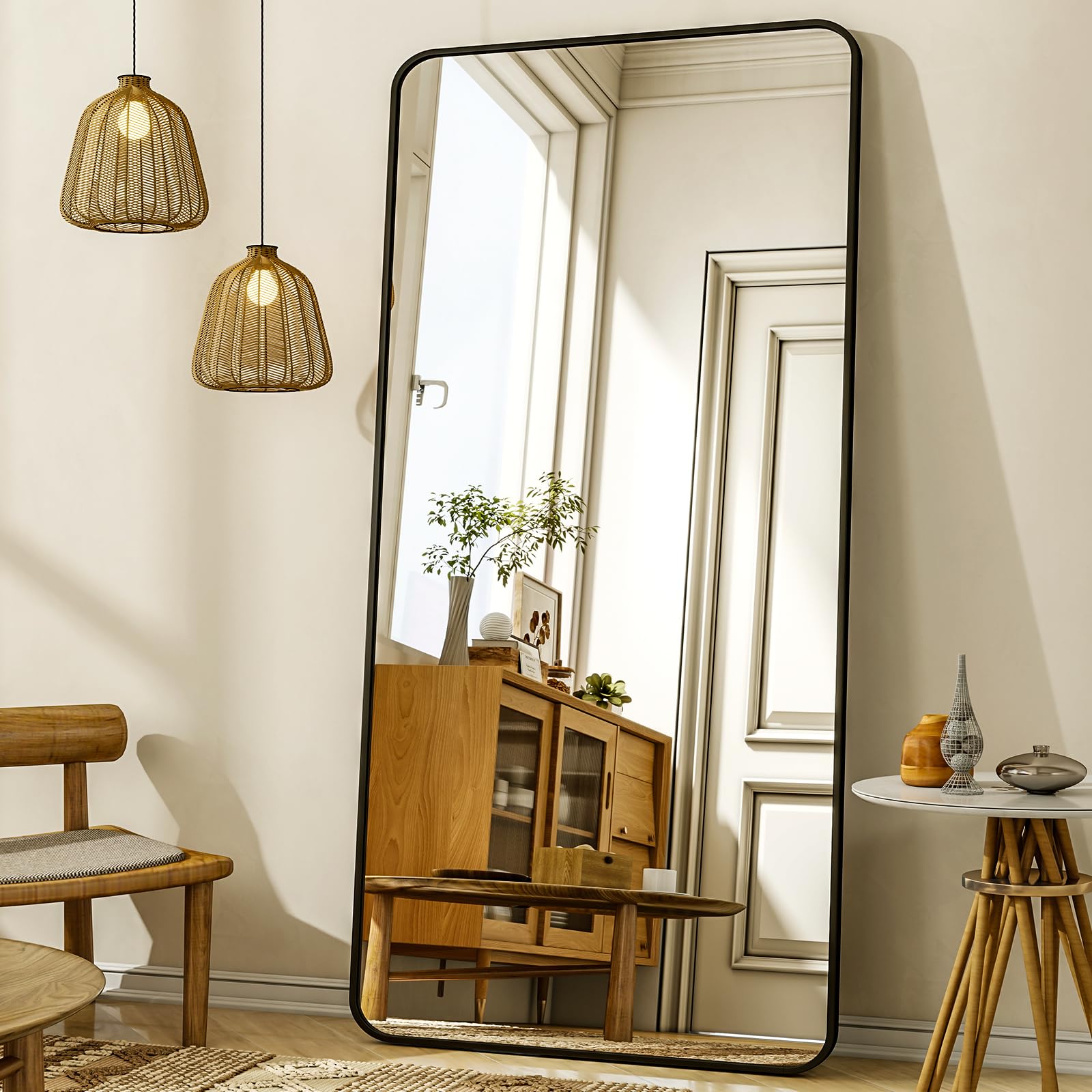 XRAMFY Espejo de pared vertical para ahorrar espacio y ampliar la habitación