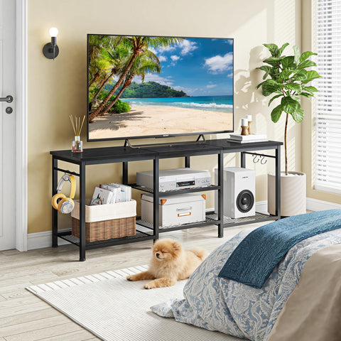 YGEOMER mueble-televisor-almacenamiento-ganchos, ganchos para mandos y accesorios al alcance