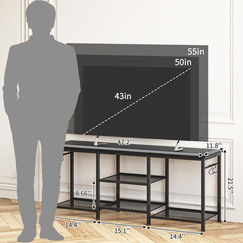 YGEOMER mueble-televisor-sala-dimensiones, tamaño perfecto para televisor de 55 pulgadas