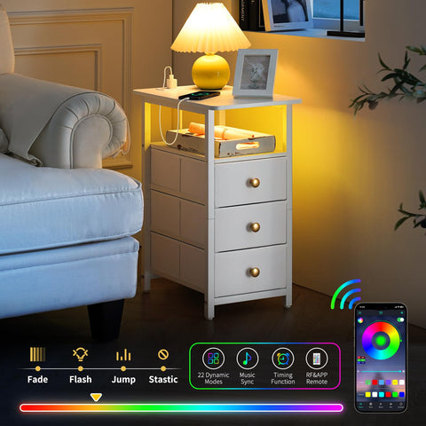 Yoobure mesa con 3 cajones de tela y estante abierto para organización.