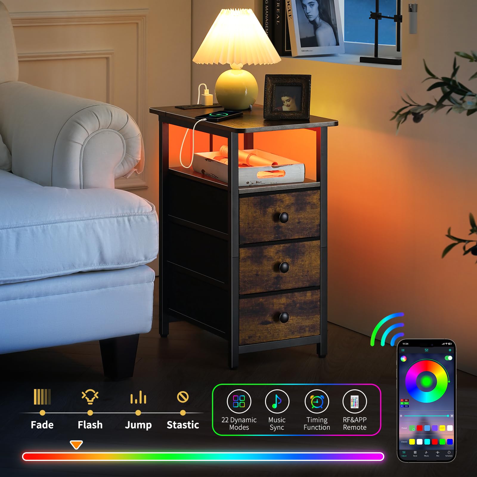 Mesa Yoobure con 3 cajones de tela para organización