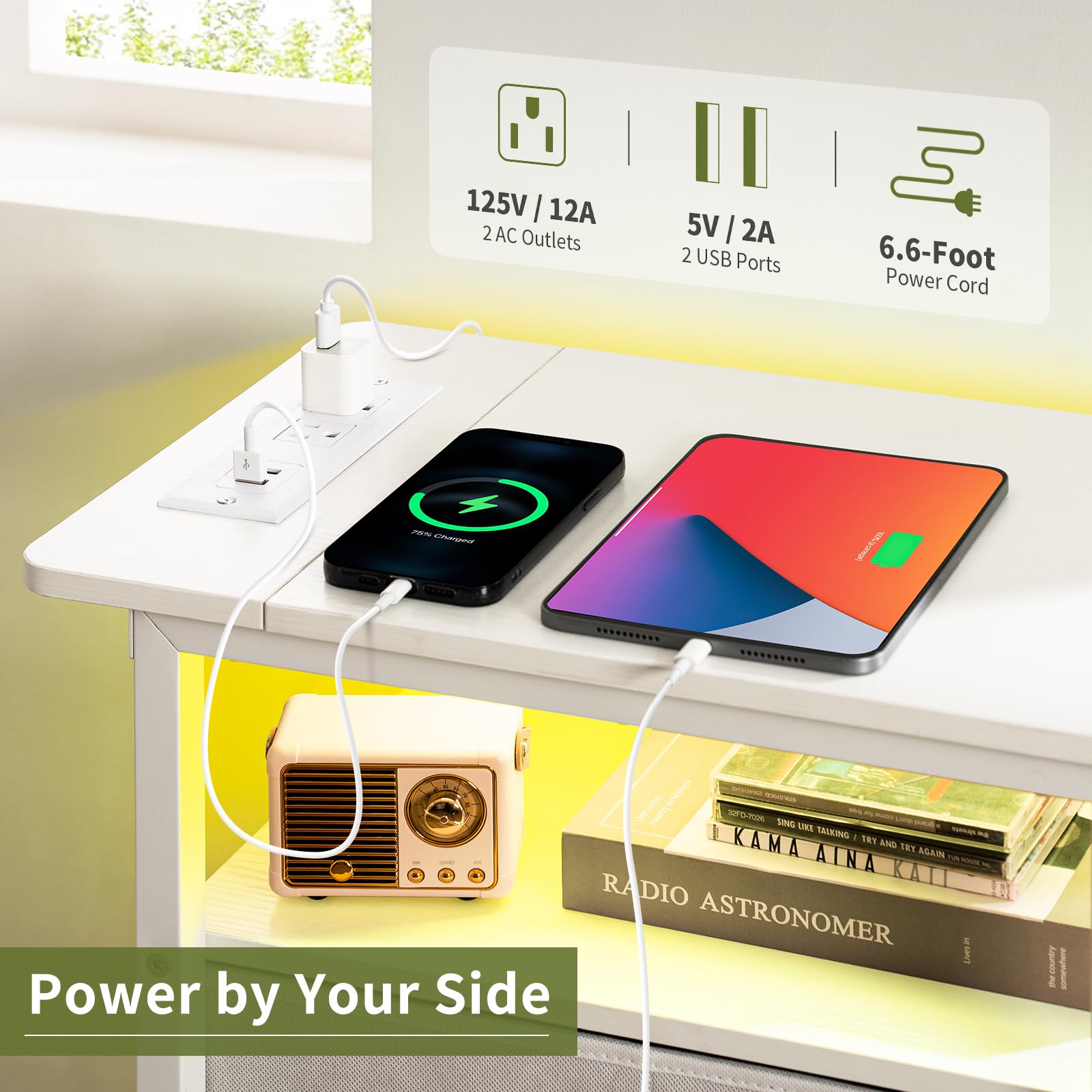 Yoobure mesa compacta de madera y metal, estable y duradera.