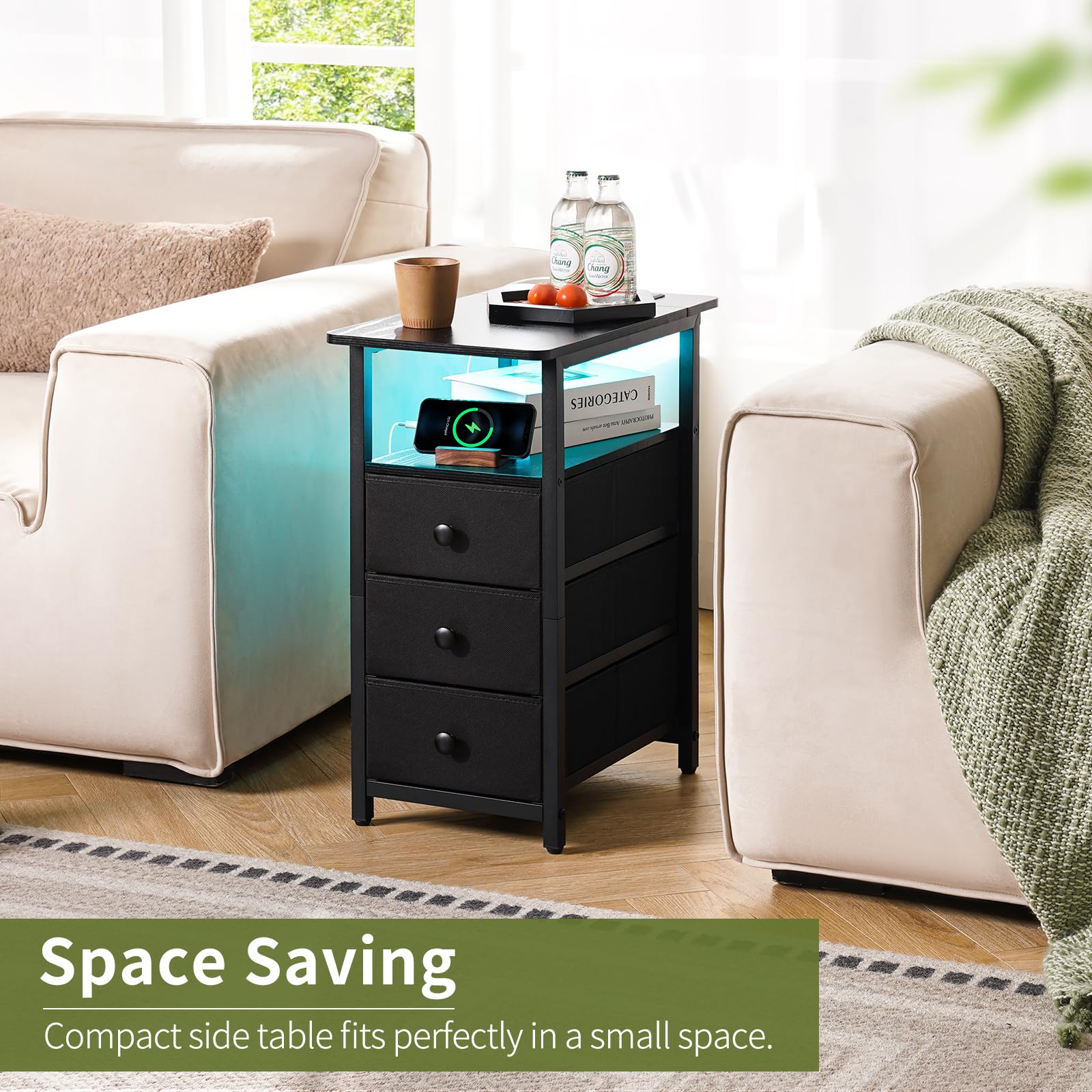 Mesa Yoobure con tres cajones de tela para organización diaria