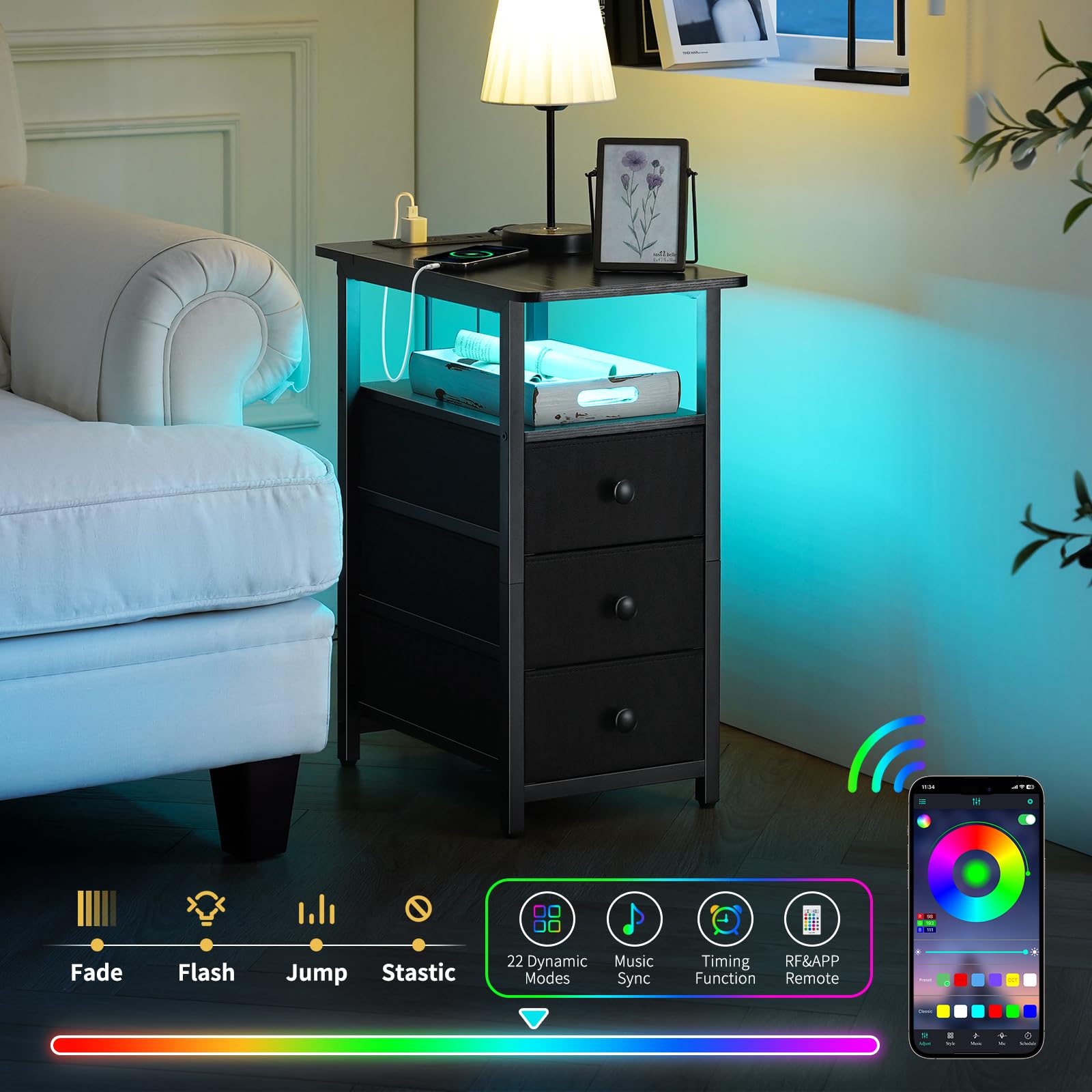 Mesa Yoobure con estante abierto perfecto para mantas o mandos