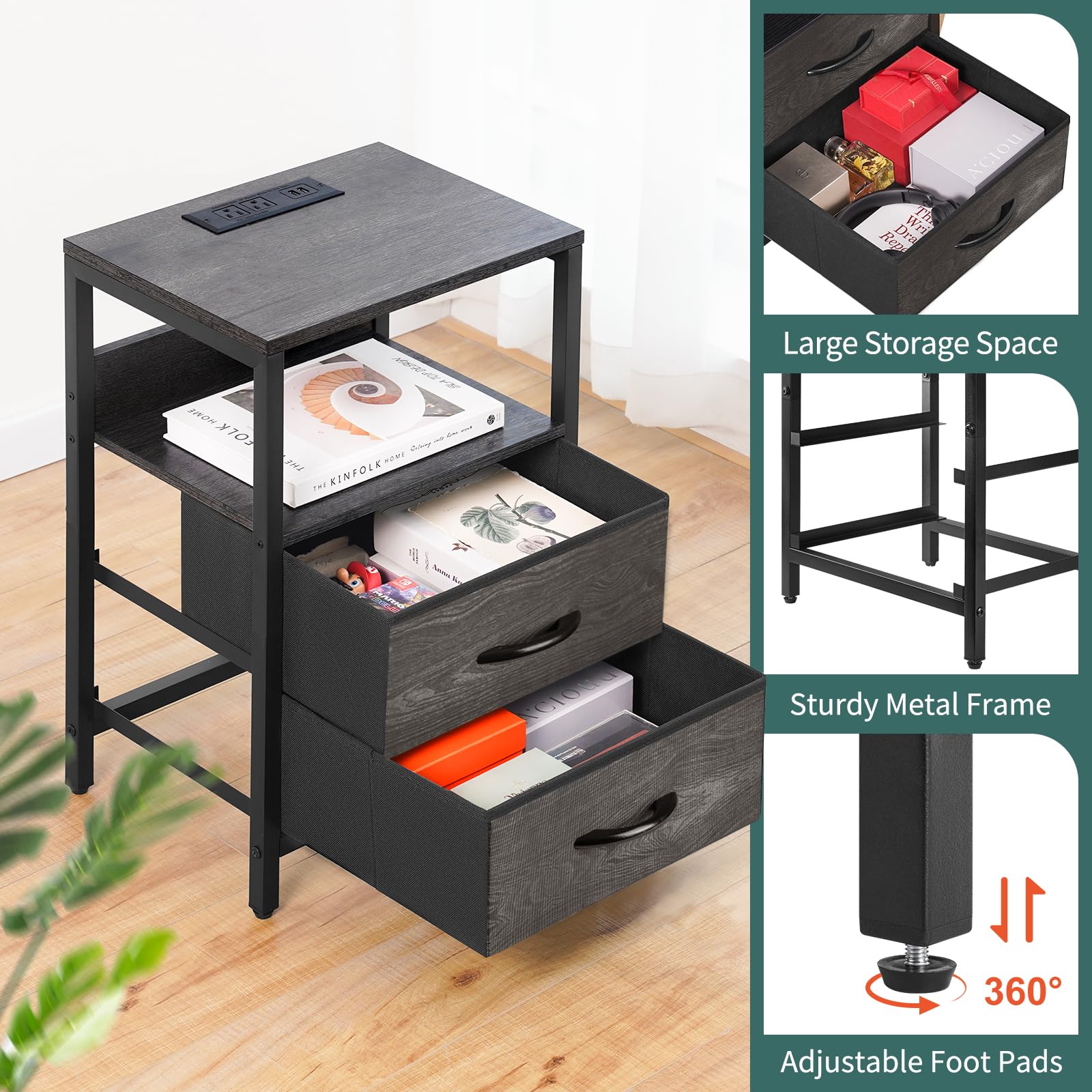 Yoobure mesita de noche montaje sencillo con piezas etiquetadas