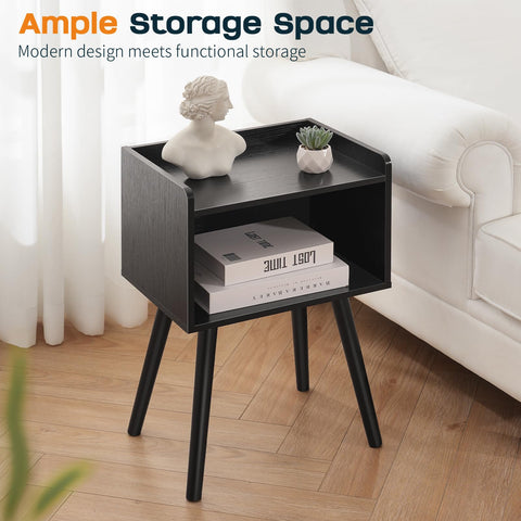 Yoobure mesita de noche con patas de madera para mayor estabilidad.