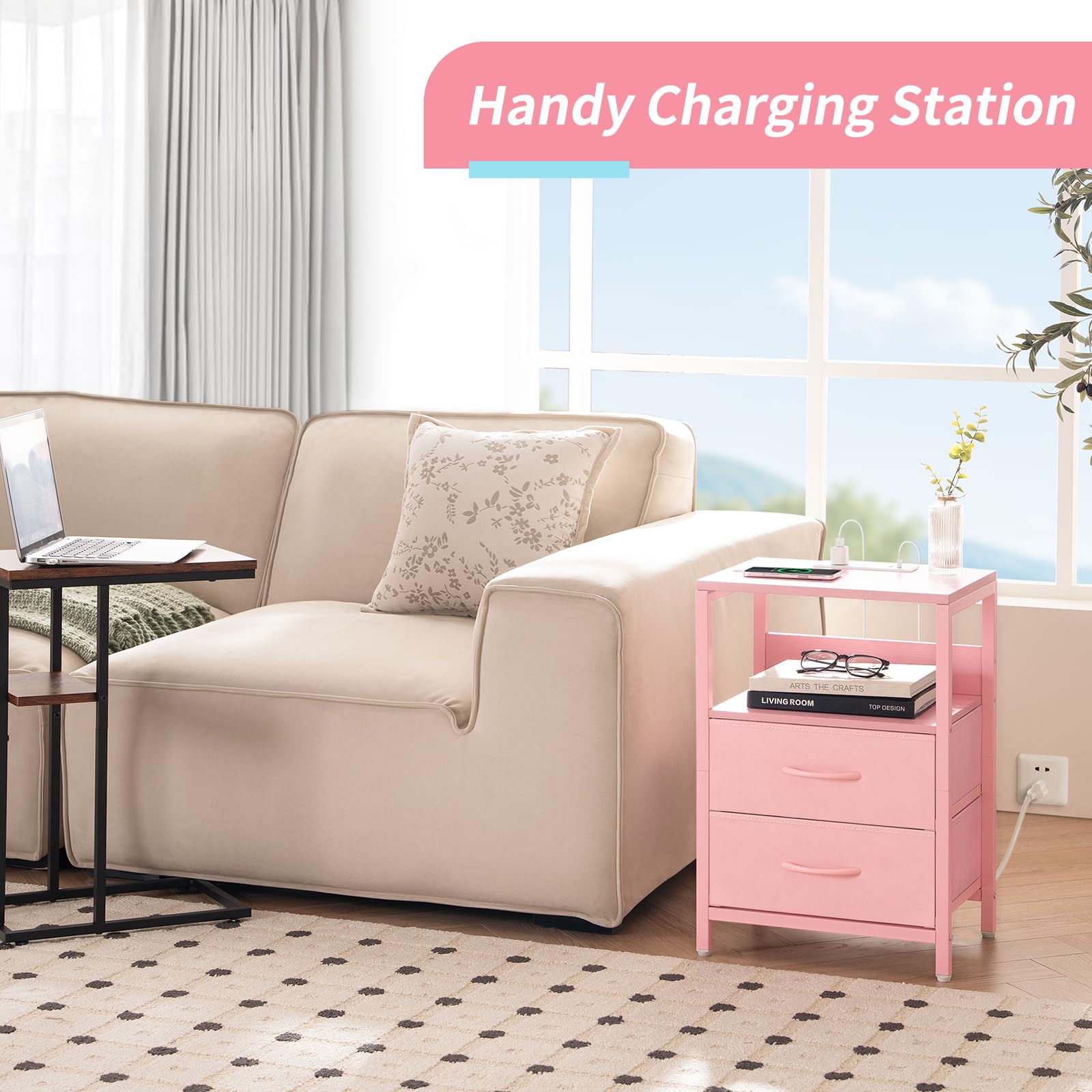 Yoobure mesita noche con pie ajustable mejora la estabilidad en suelos irregulares