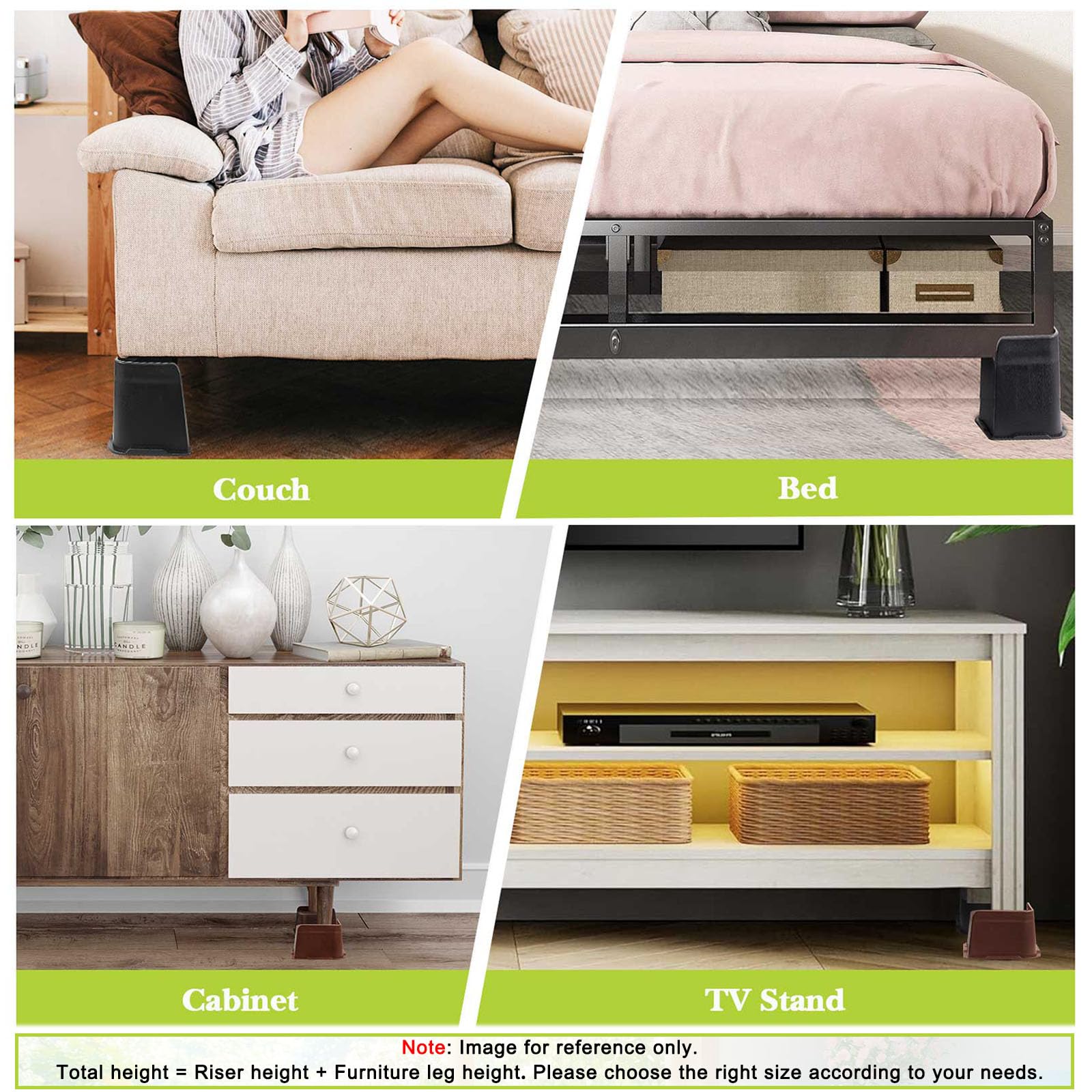 Instalación fácil para colocar bajo las patas del mueble