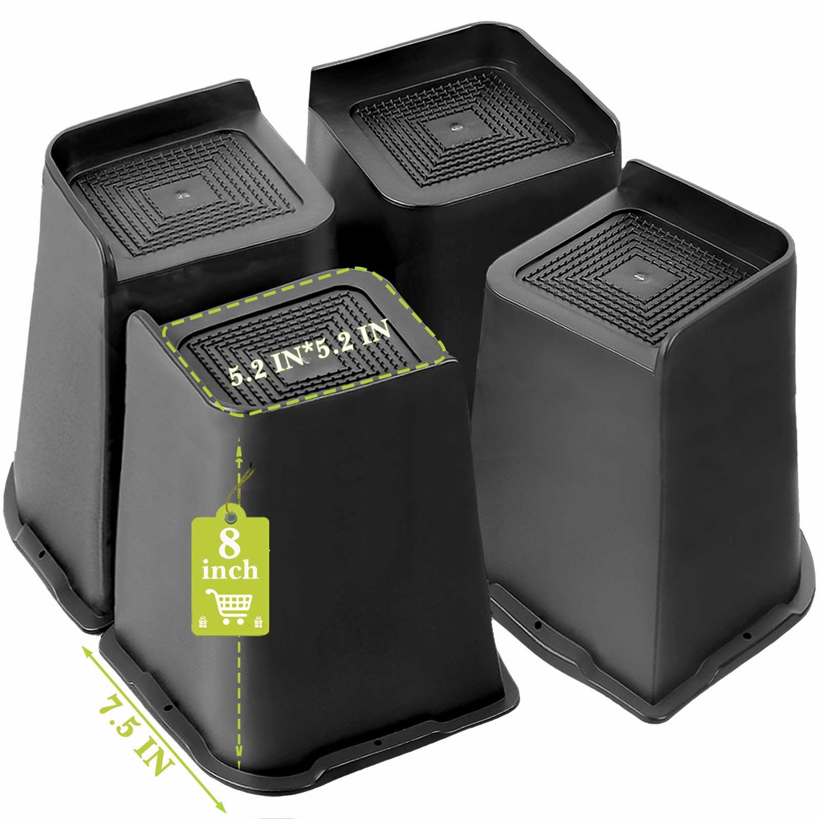 Pack negro de 4 elevadores para muebles grandes