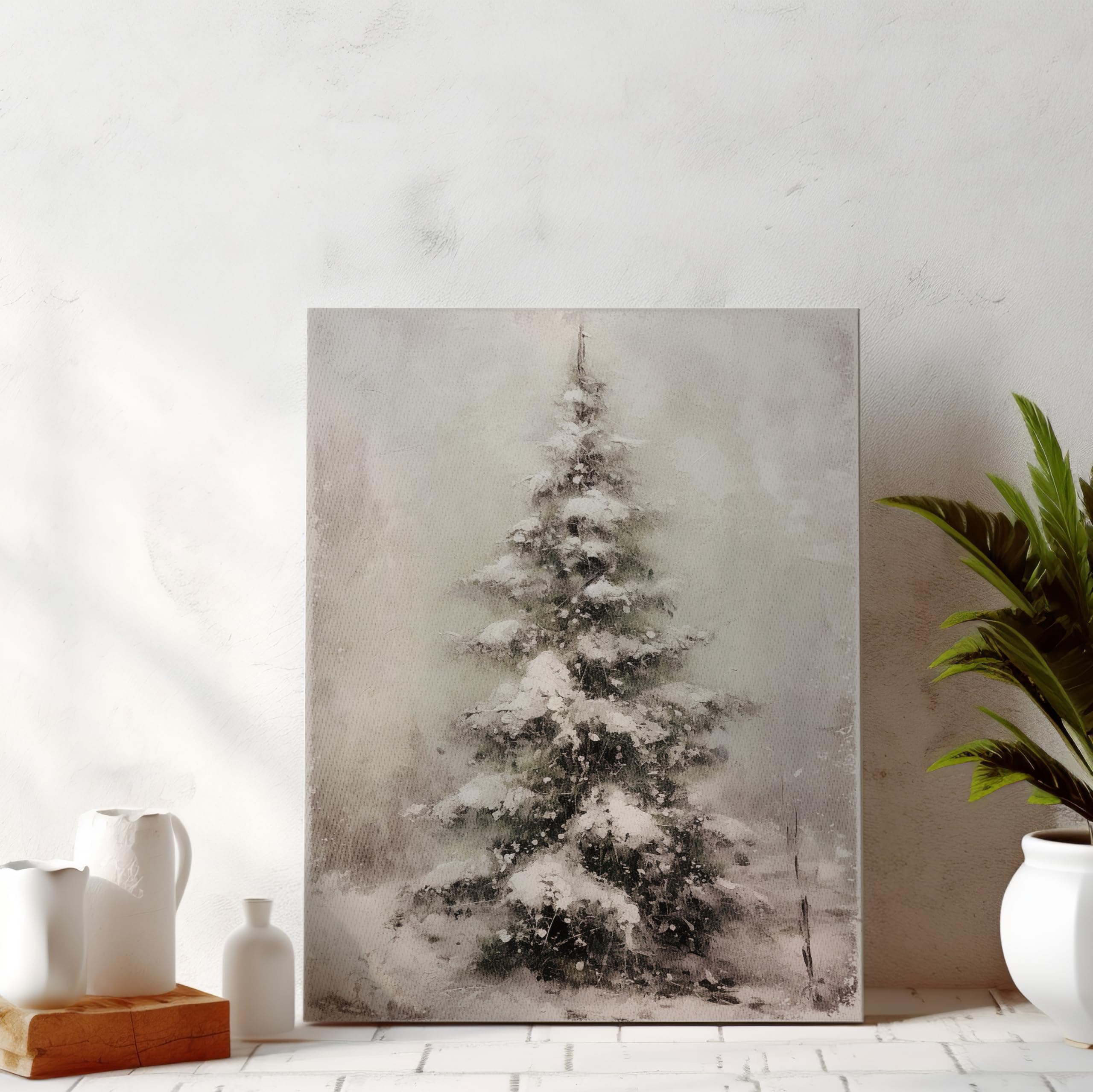 YQDEJ escena-invierno-pino lienzo ilumina naturalmente la habitación.