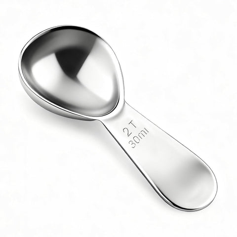 Cuchara medidora Yuntop con acabado espejo facilita lectura de 30 ml para café.