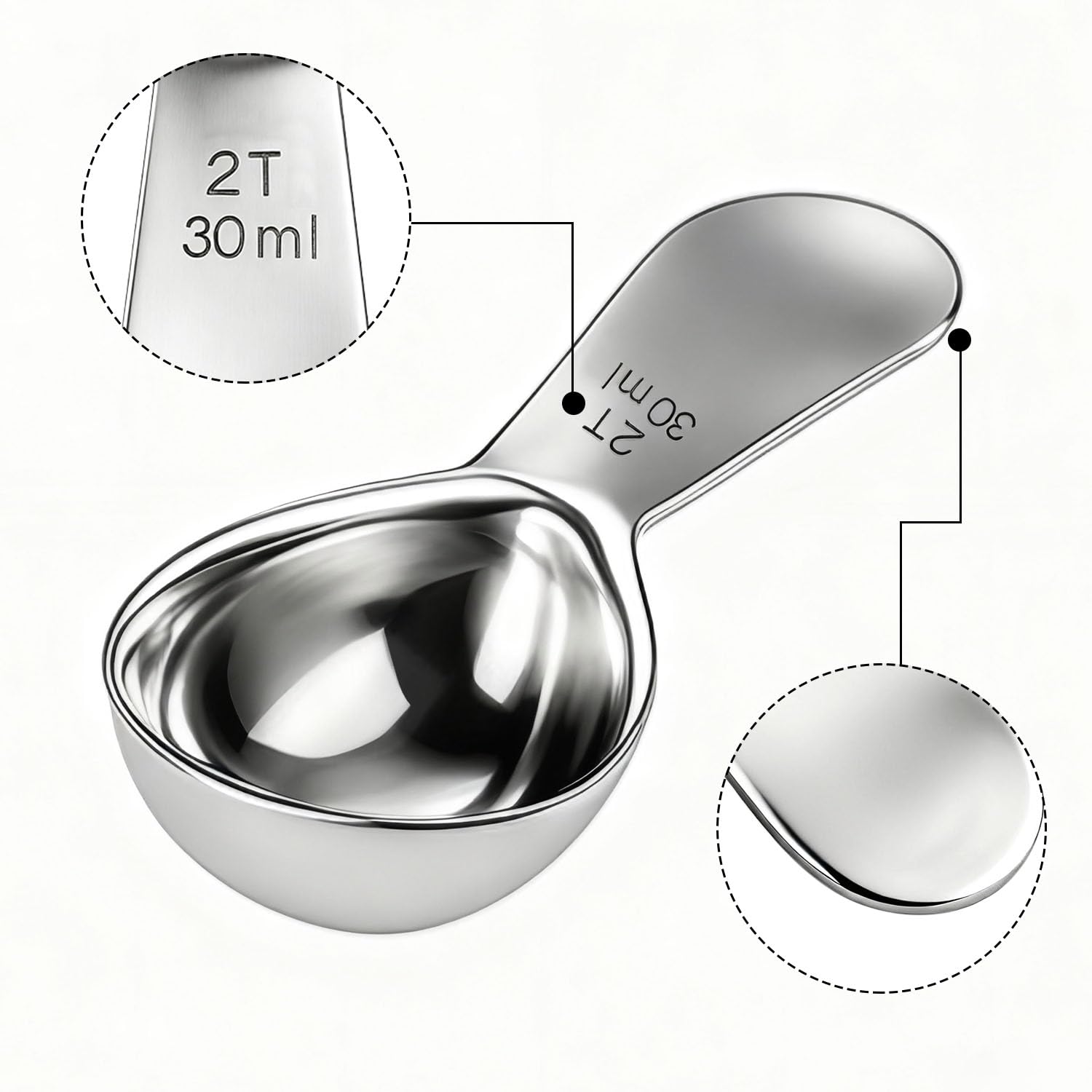 Cuchara Yuntop cabe en frascos y tarros pequeños para medición precisa.