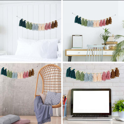 Yuntop Tassel pastel multicolor ideal para crear espacios acogedores