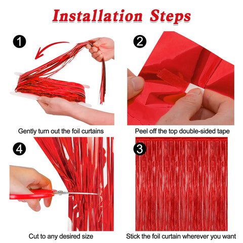 Cortina tinsel roja ZATAYE en PET 23μm, decoraciones duraderas.