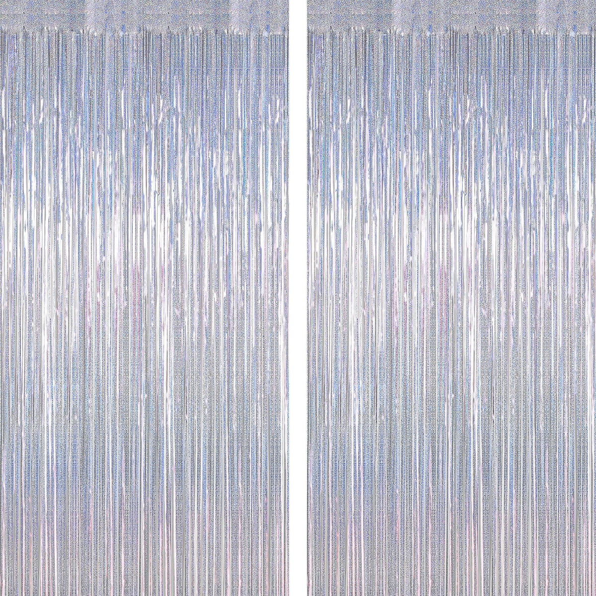 ZATAYE cortinas tinsel plata para fondo de fiesta, efecto deslumbrante