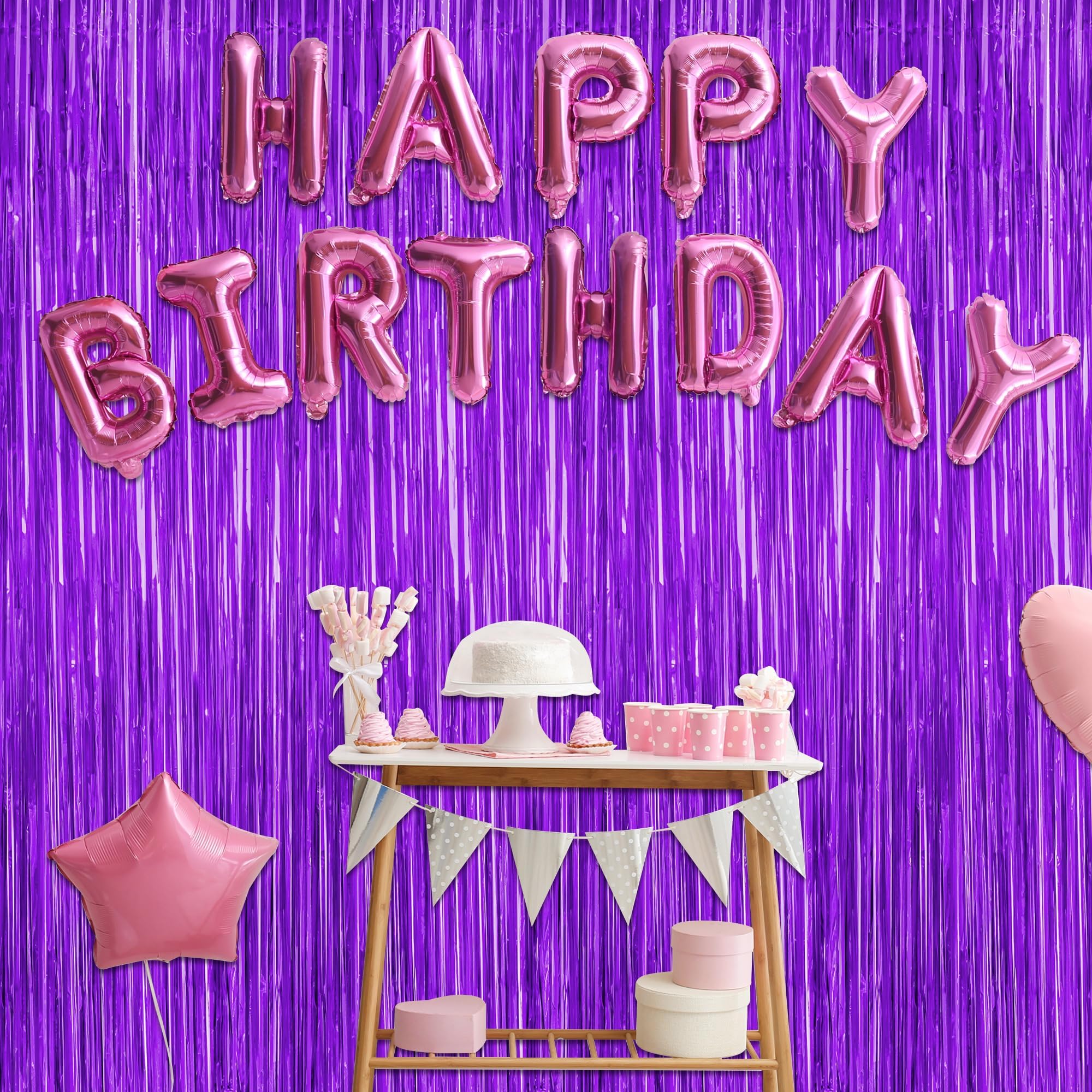 Cortinas moradas con brillo ZATAYE para crear ambientes festivos