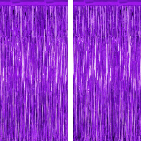 Cortinas tinsel moradas de ZATAYE para fondo de fotobooth festivo