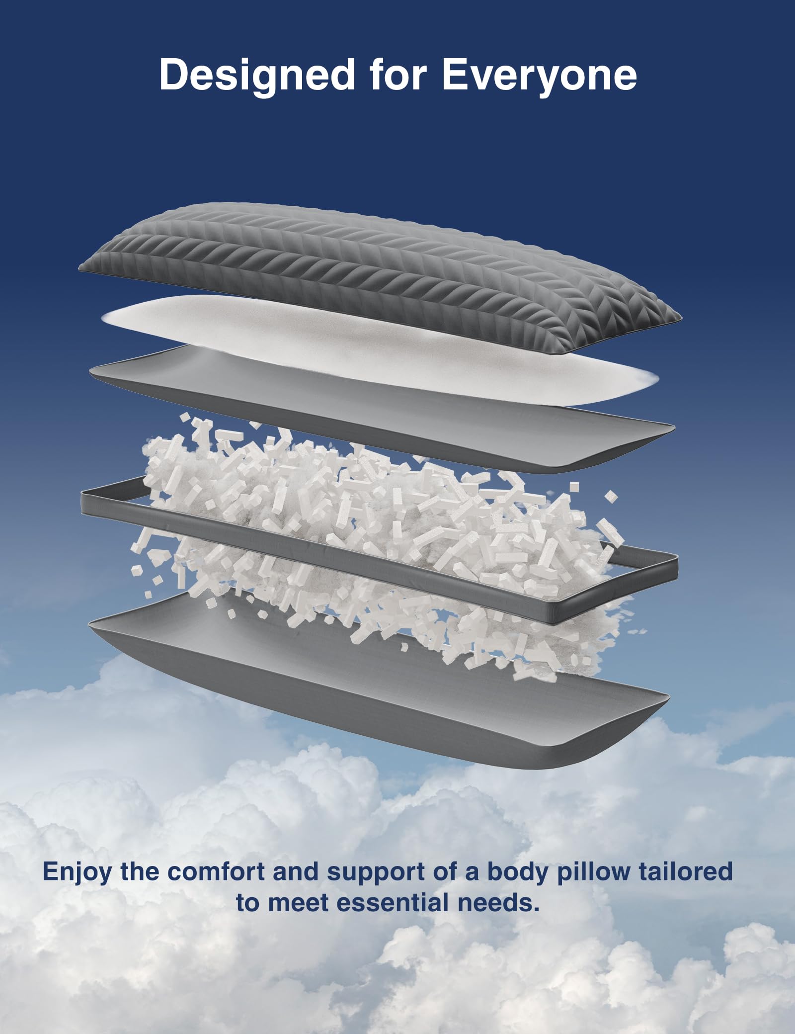 ZonLi ajuste-altura almohada cuerpo para personalizar altura y confort.