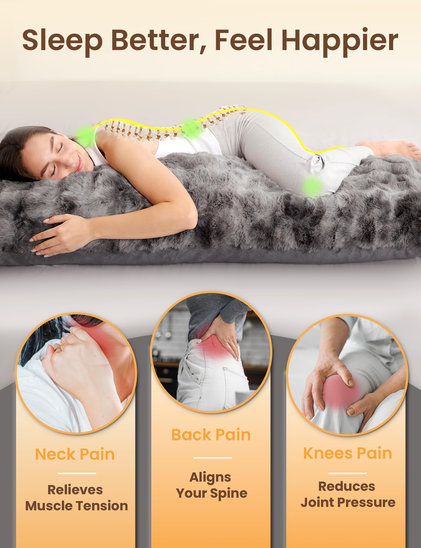 ZonLi Almohada cuerpo soporte relajante para espalda y piernas.