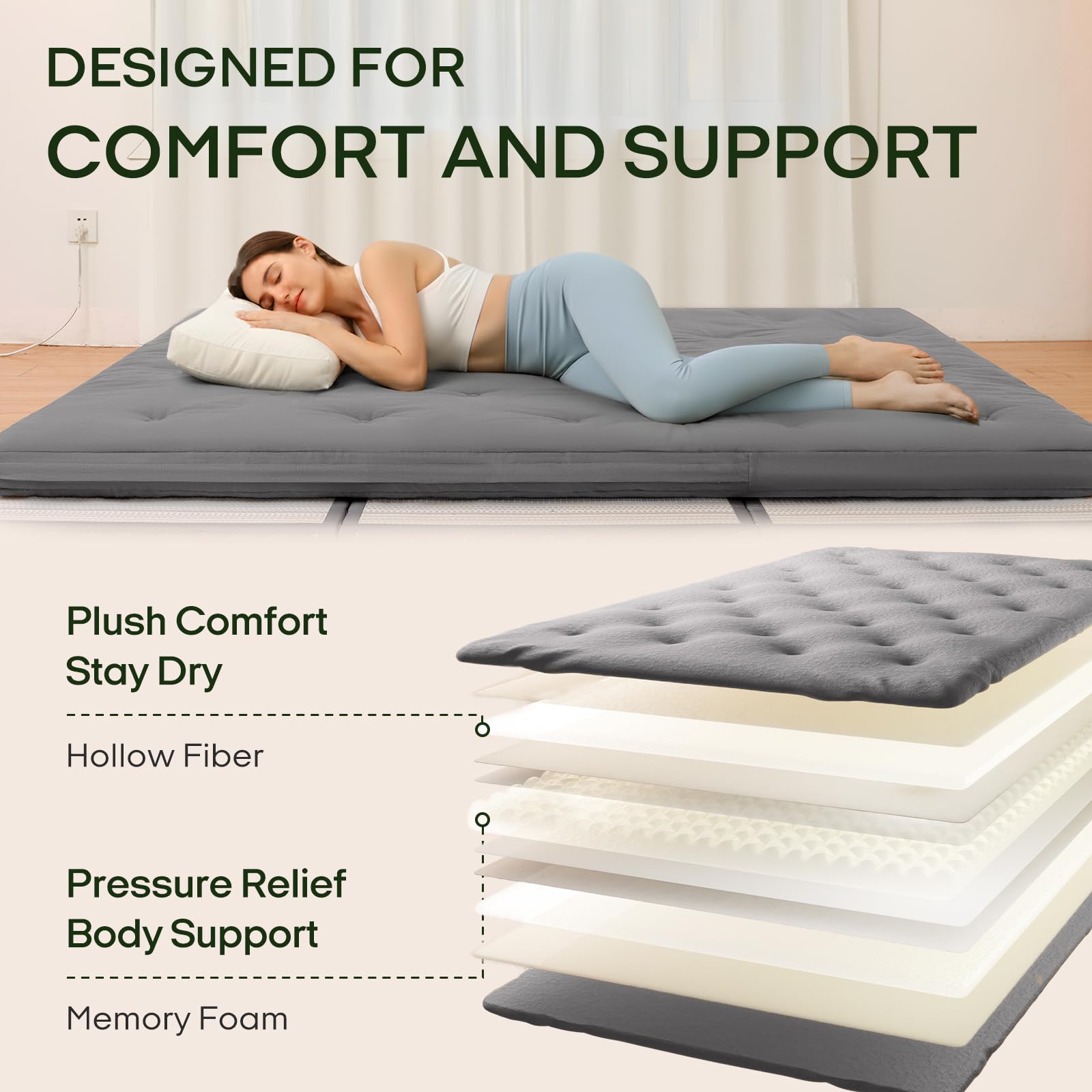 ZonLi uso multiples futón para suelo, sala y camping.