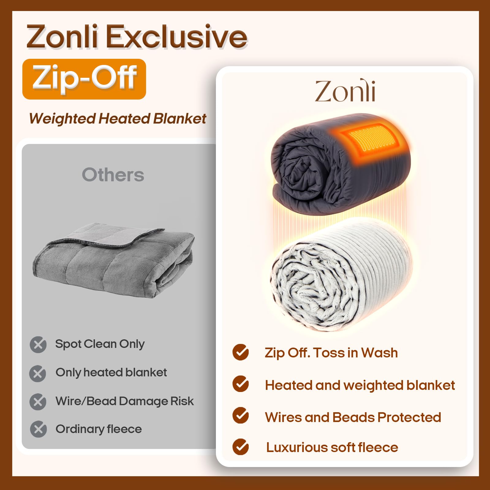 ZonLi manta con funda desmontable de franela lavable para limpieza fácil